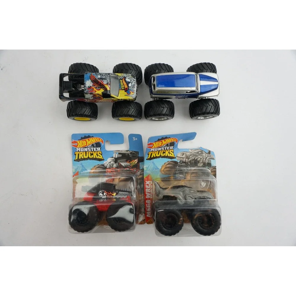 Hot Wheels Monster Trucks Lot‎ of 4 Grave Digger Bone Shaker Mega-Wrex Good